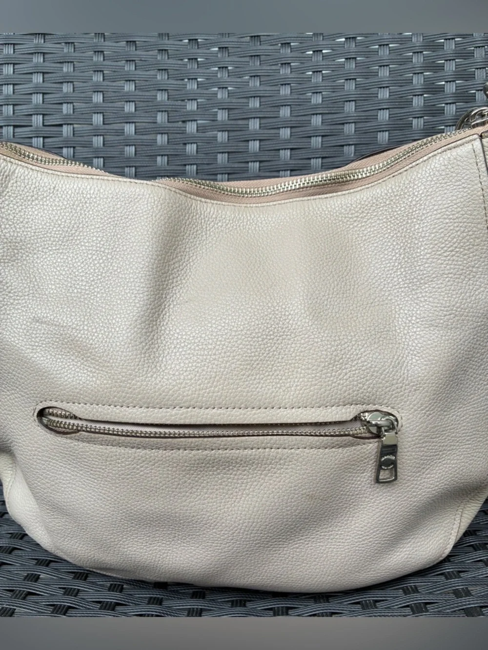 Coach Pebbled Leather Shoulder Bag in gray